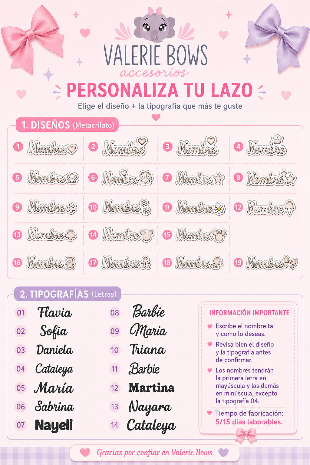 Lazo Boutique Lujo personalizado con nombre