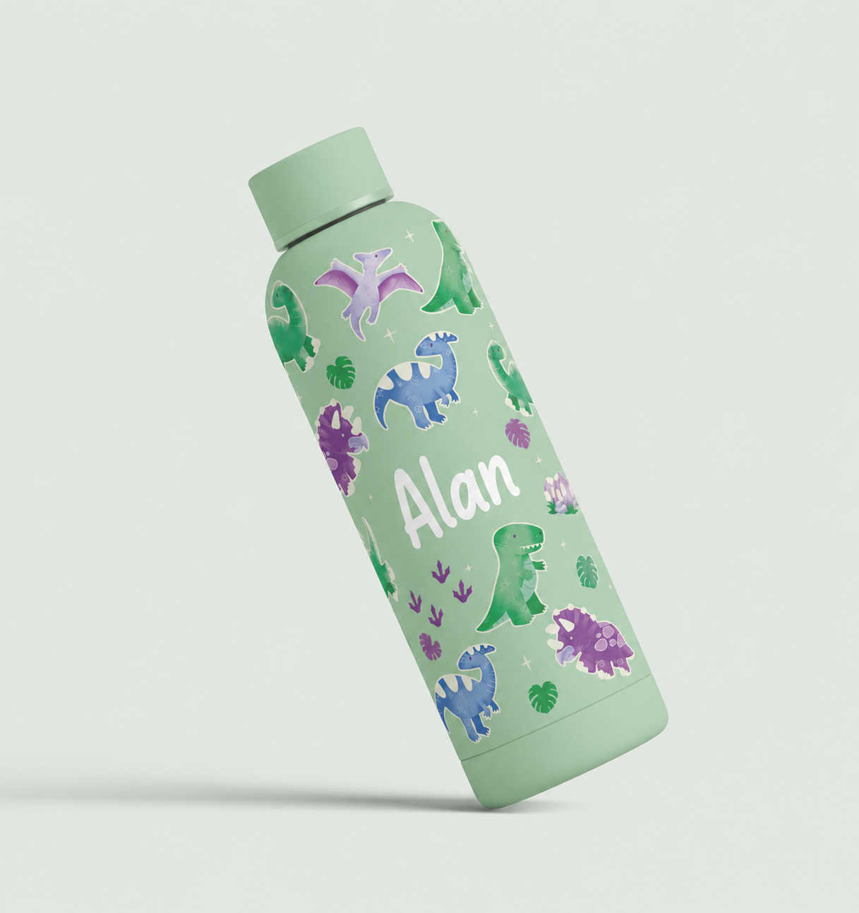 Botella Infantil Personalizada 500 ml| Acero Inoxidable con Diseño de Dinosaurios Y Unicornios
