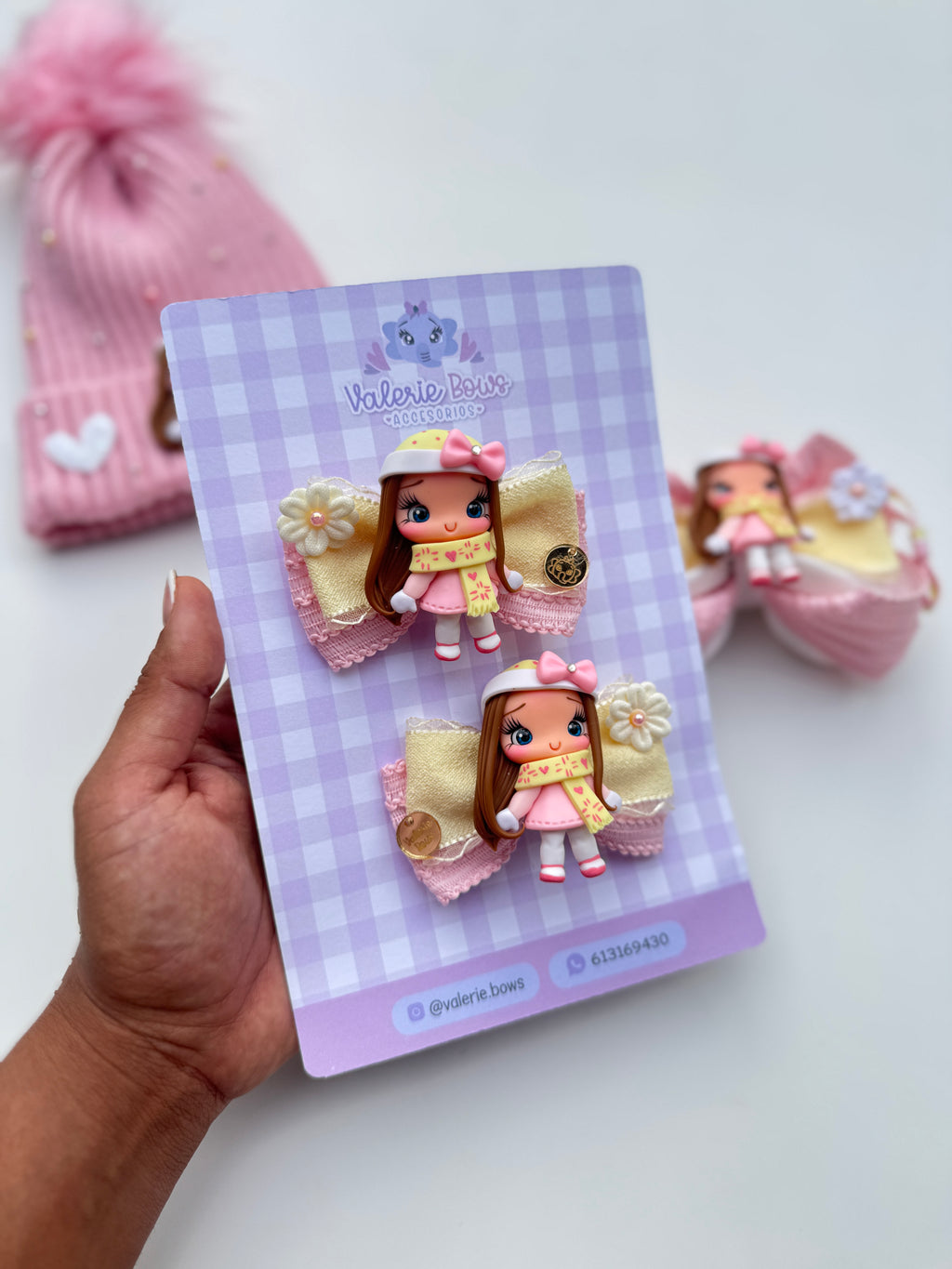 Lazo mediano niña invierno rosa