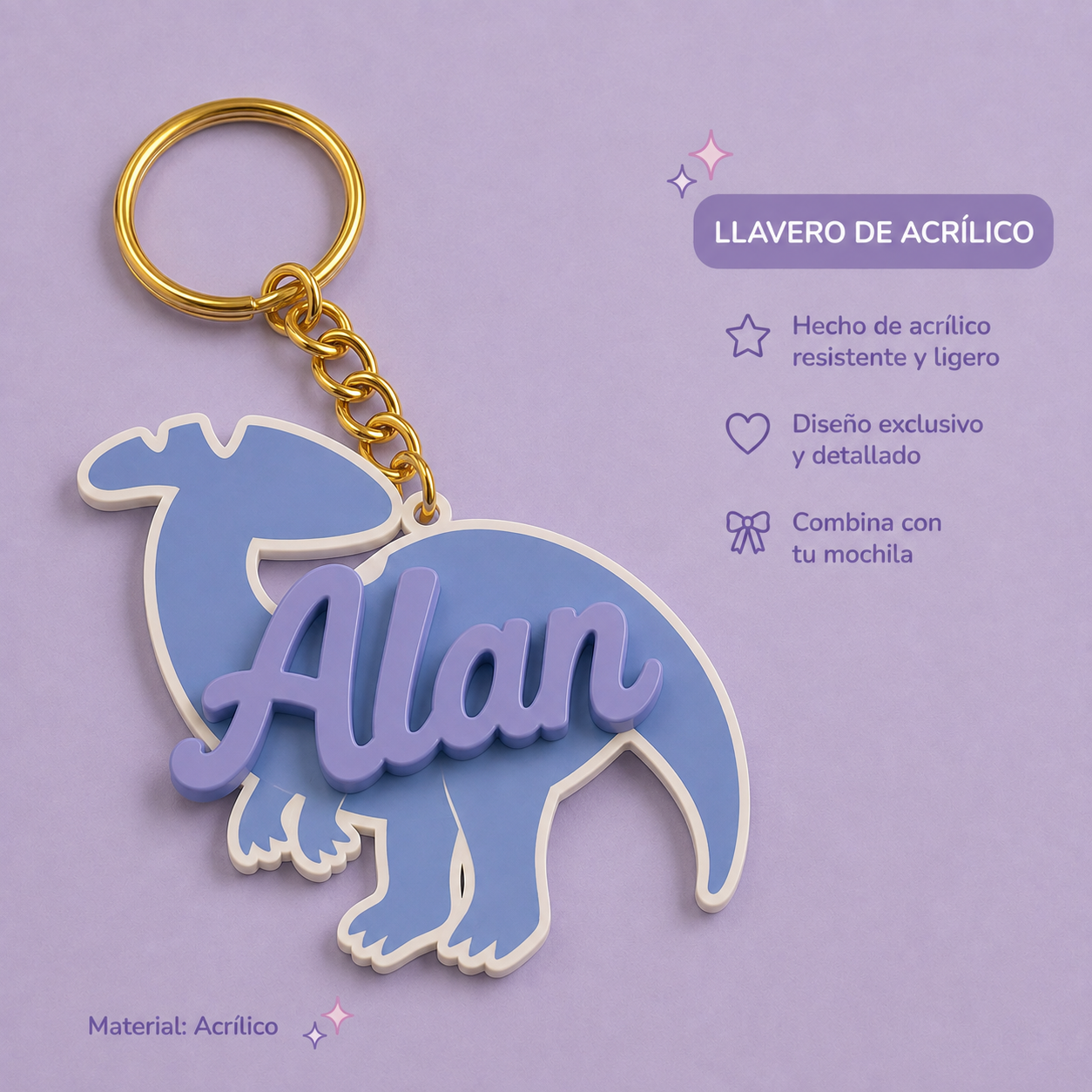 Llavero Personalizado de Acrílico | Dinosaurios